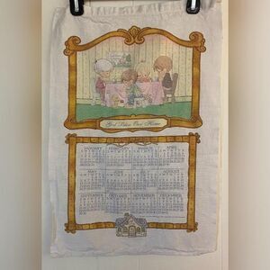 Vintage 1996 Precious Moments God Bless Home Calendar Kitchen Tea Towel White